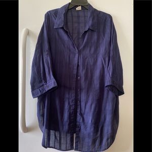 100% Cotton Navy Blouse, 2x, D/C Jeans Pennington
